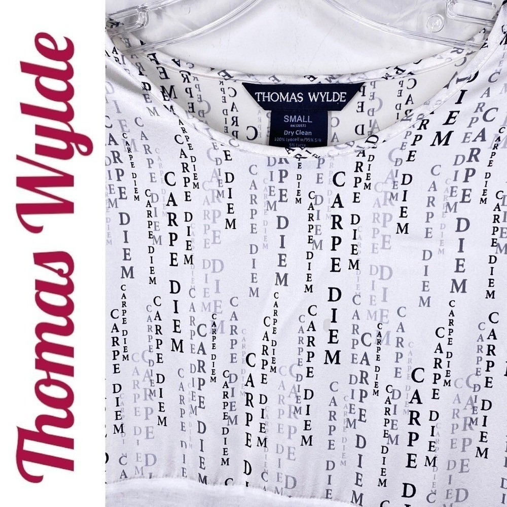 THOMAS WYLDE Y2K Sheer Silk Lyocell Text Print Dress Avant Garde Editorial Small - Picture 8 of 16